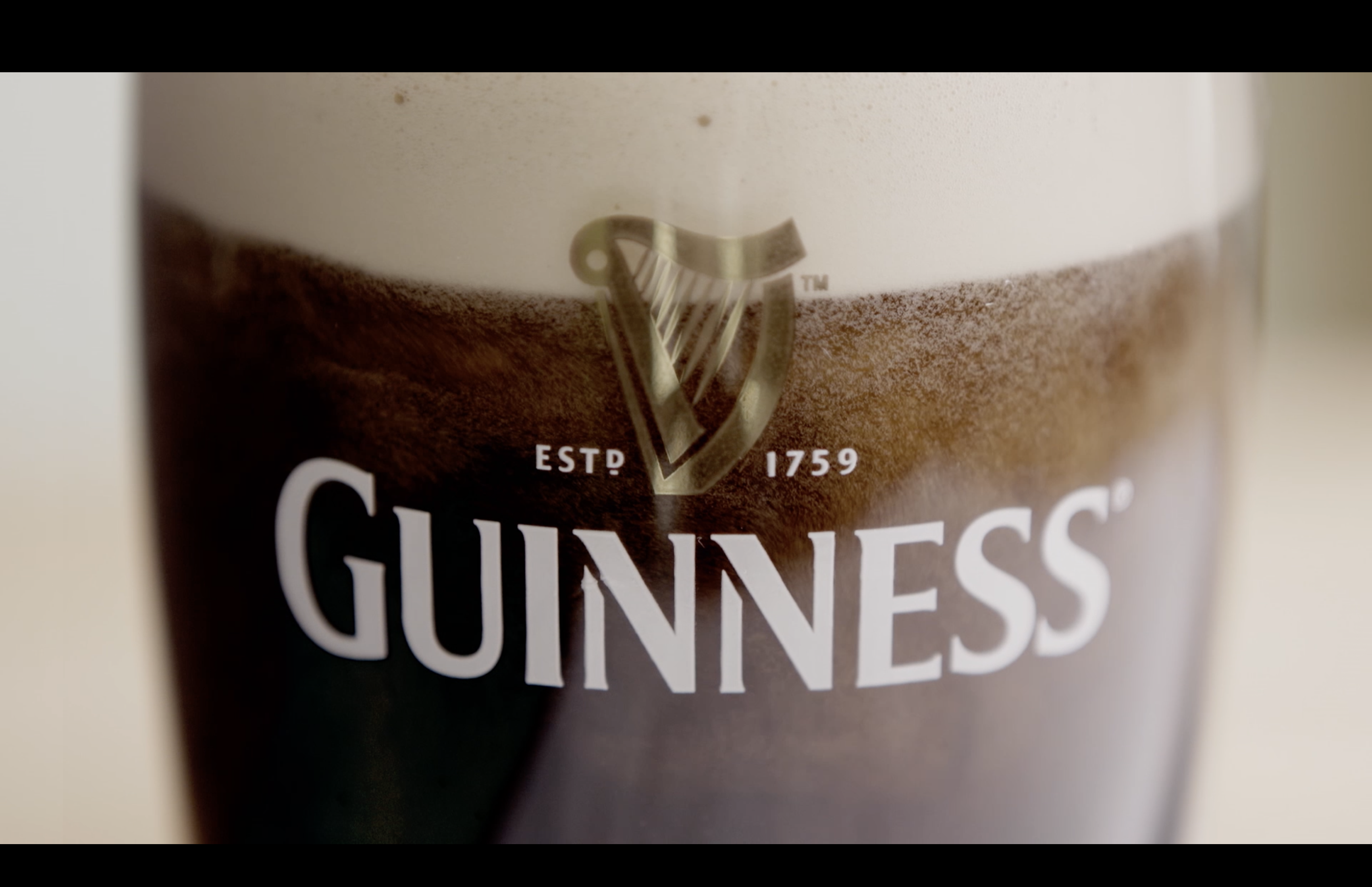 Close-up of a Guinness glass